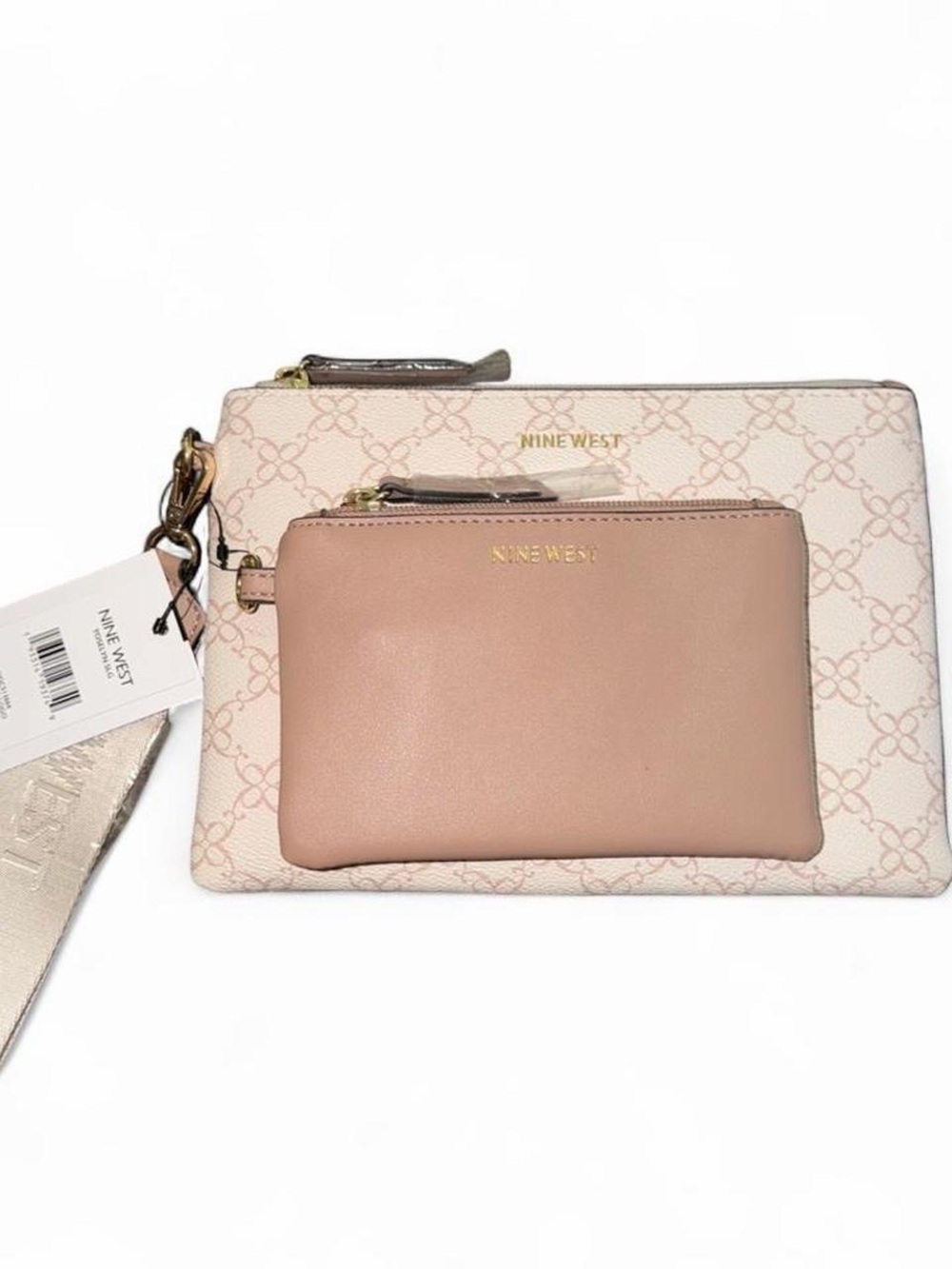 Nine West Blush Pink & Cream Double Pouch Wristlet